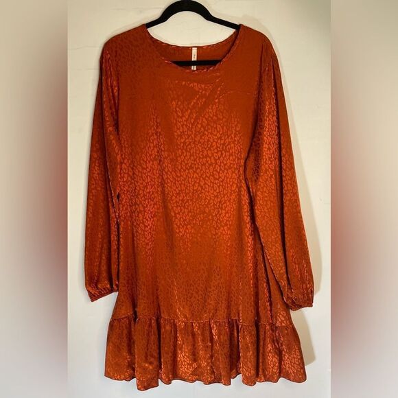 5 for $25🔥Now & Forever Burnt Orange Cheetah Print Tunic Top 1X - Picture 1 of 6